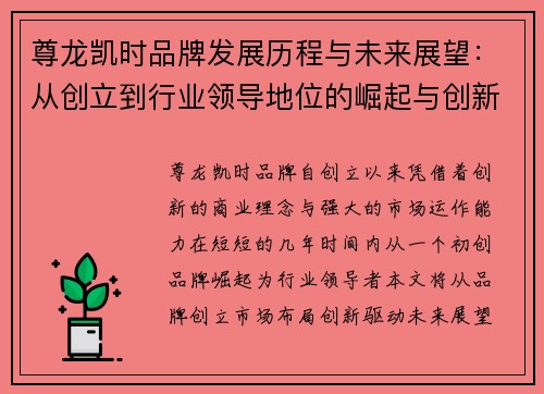 尊龙凯时品牌发展历程与未来展望：从创立到行业领导地位的崛起与创新